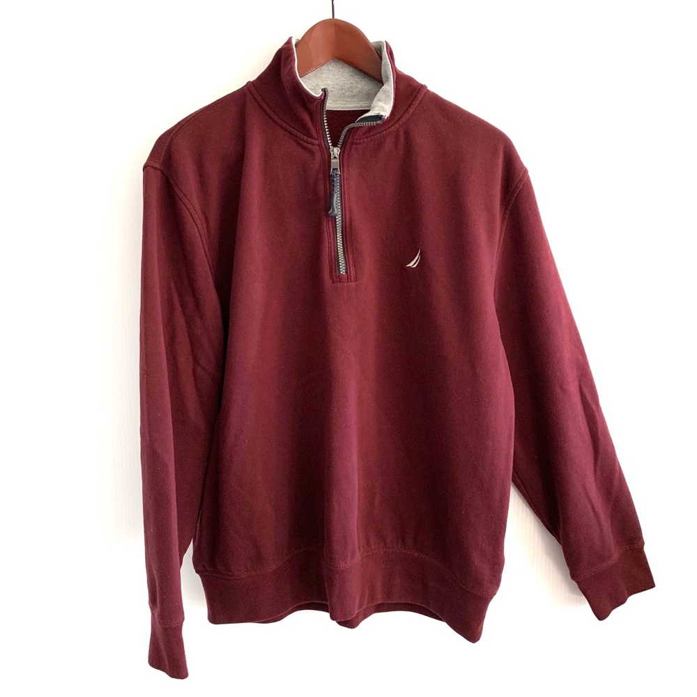 Burgundy Nautica Quarter Zip Men’s Large Sweater